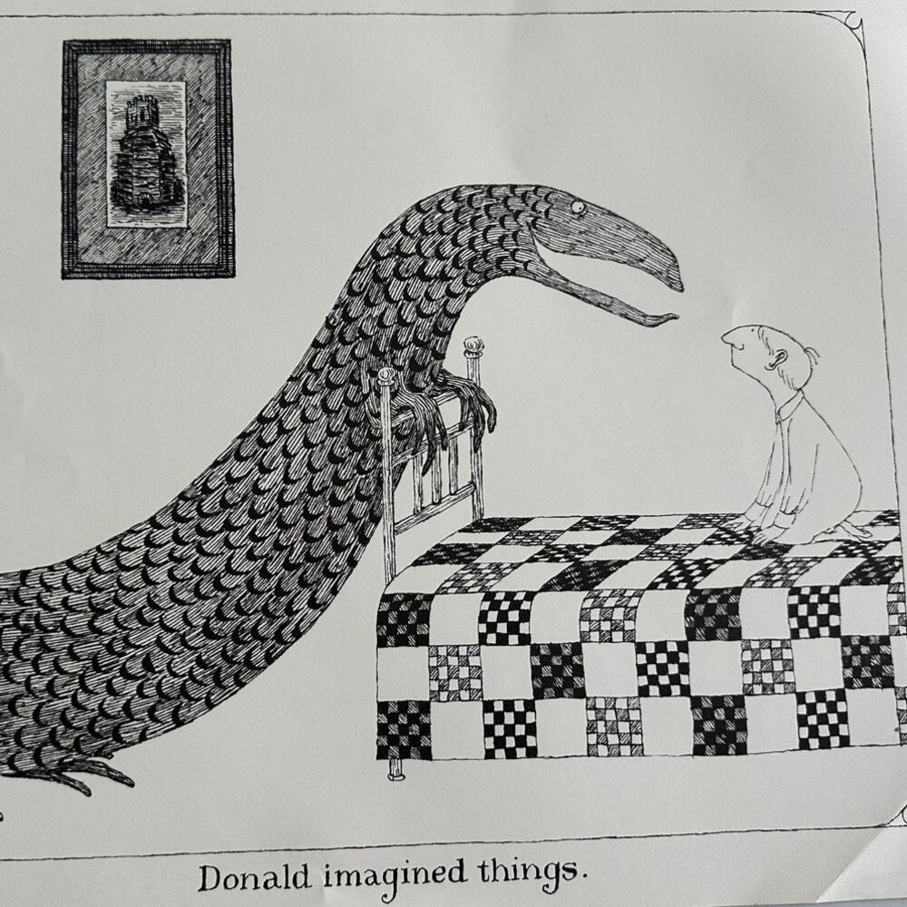 Edward Gorey Donald imagined things Art Print 16x11 Illustration ~ 260217-WH 776